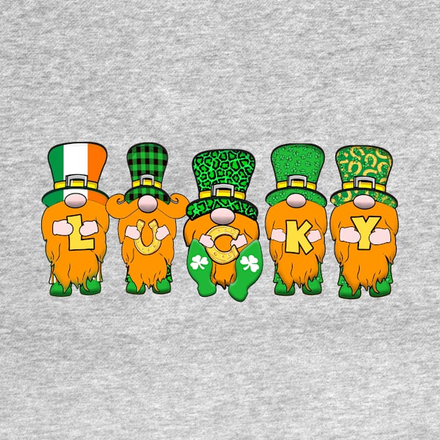 5 Cute Irish Gnomes Leprechauns Lucky Green Shamrocks by Kdeal12